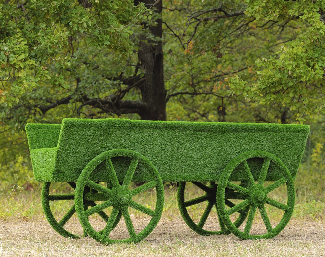 Топиари композиция Ослики с телегой - газон Eco - вид 4