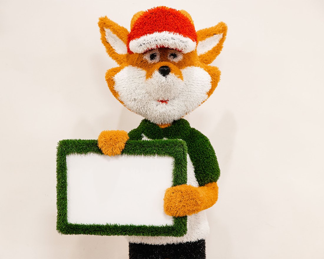 Топиари лисенок Колин с табличкой, h=165см - газон Eco - вид 3