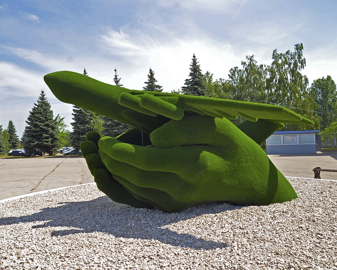 Топиари Самолет в ладонях - газон Есо - вид 4