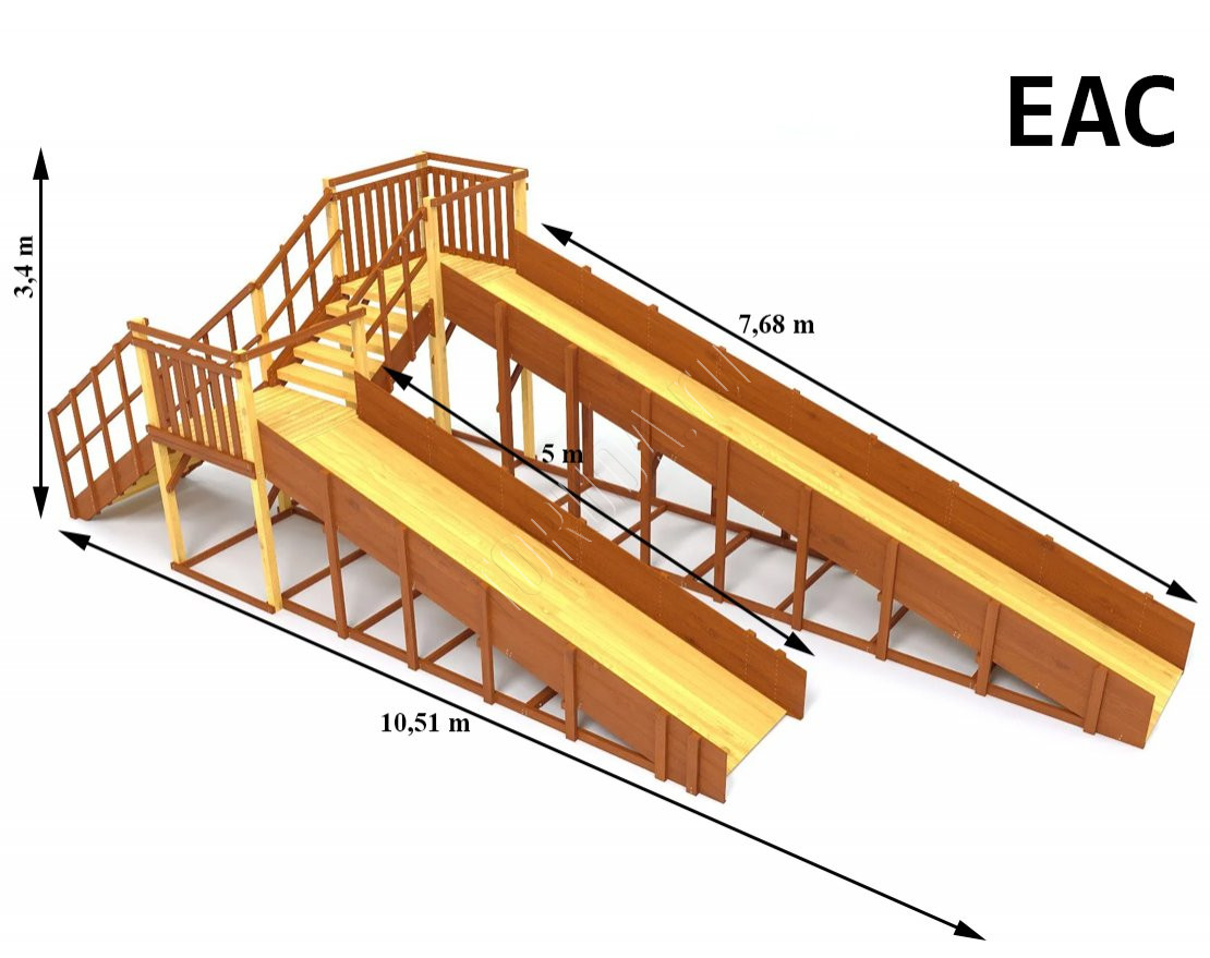 Зимняя деревянная игровая горка TORUDA Север-7 (скат 5 м и 7,68 м)