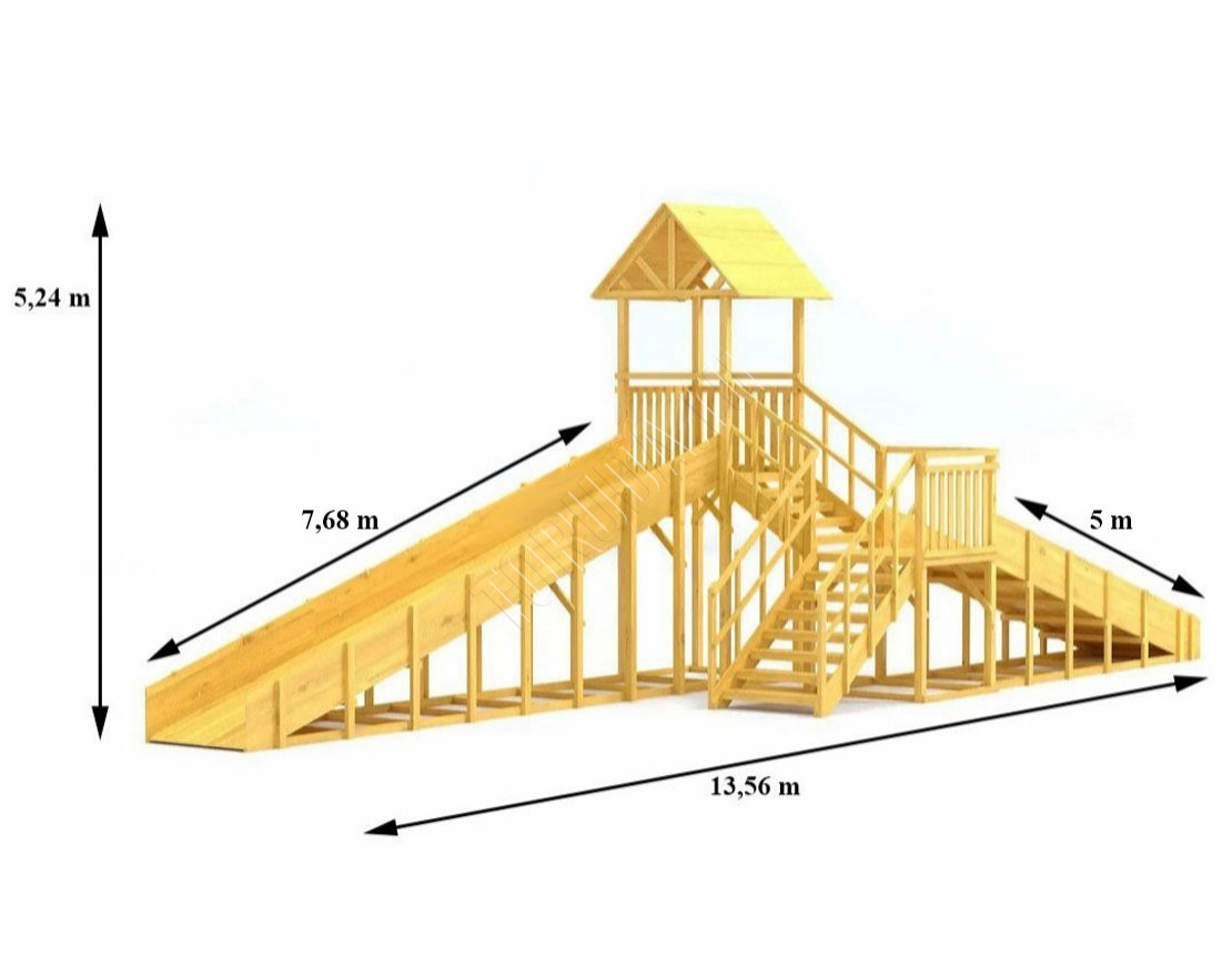 Зимняя горка TORUDA Север wood-7/3 (скат 7,68 м и 5 м)