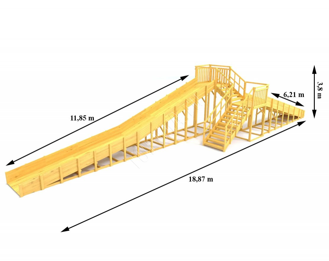 Зимняя горка TORUDA Север wood-9/1 (скат 11,85 м и 6,21 м)