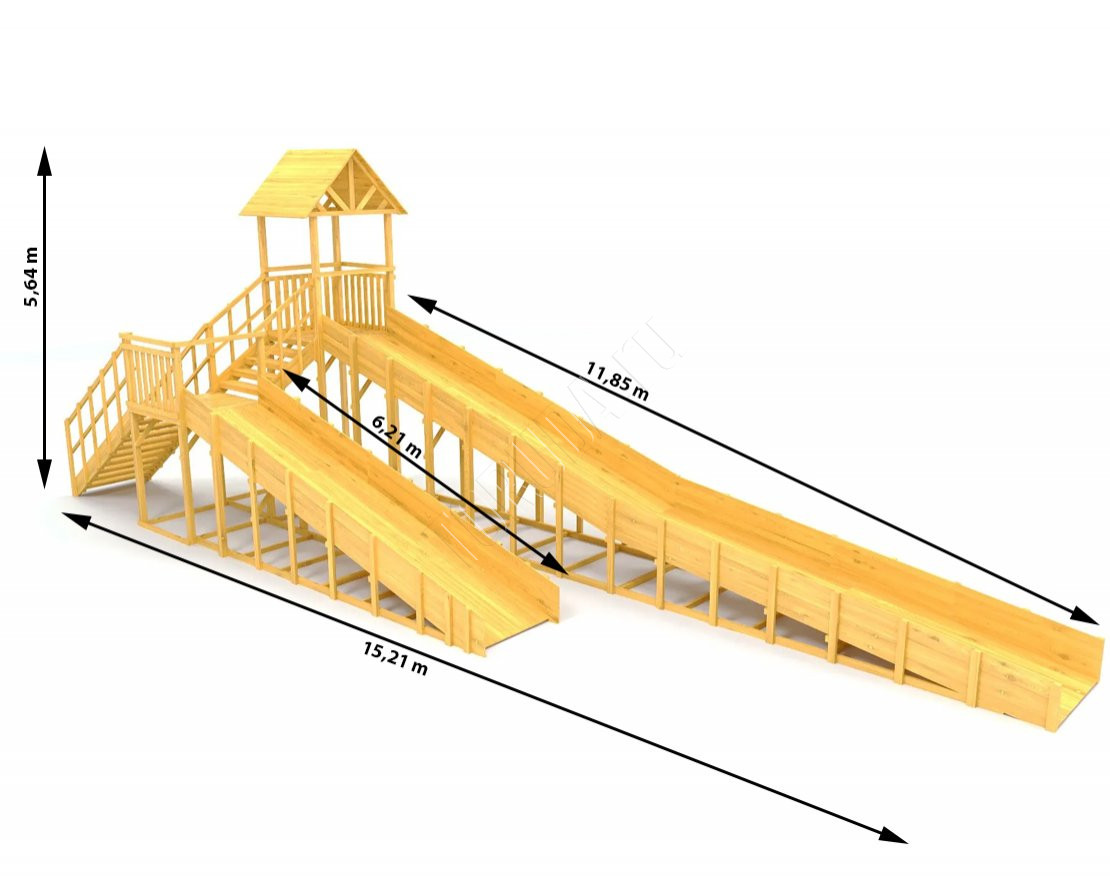 Зимняя горка TORUDA Север wood-9/2 (скат 11,85 м и 6,21 м)
