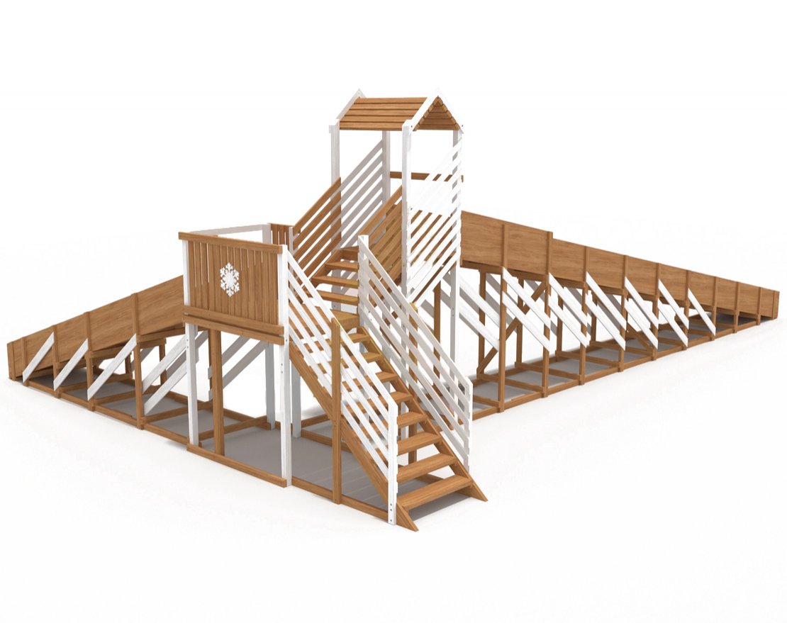 Зимняя деревянная горка Snow Fox 12 м с двумя скатами мод. 724 - вид 5