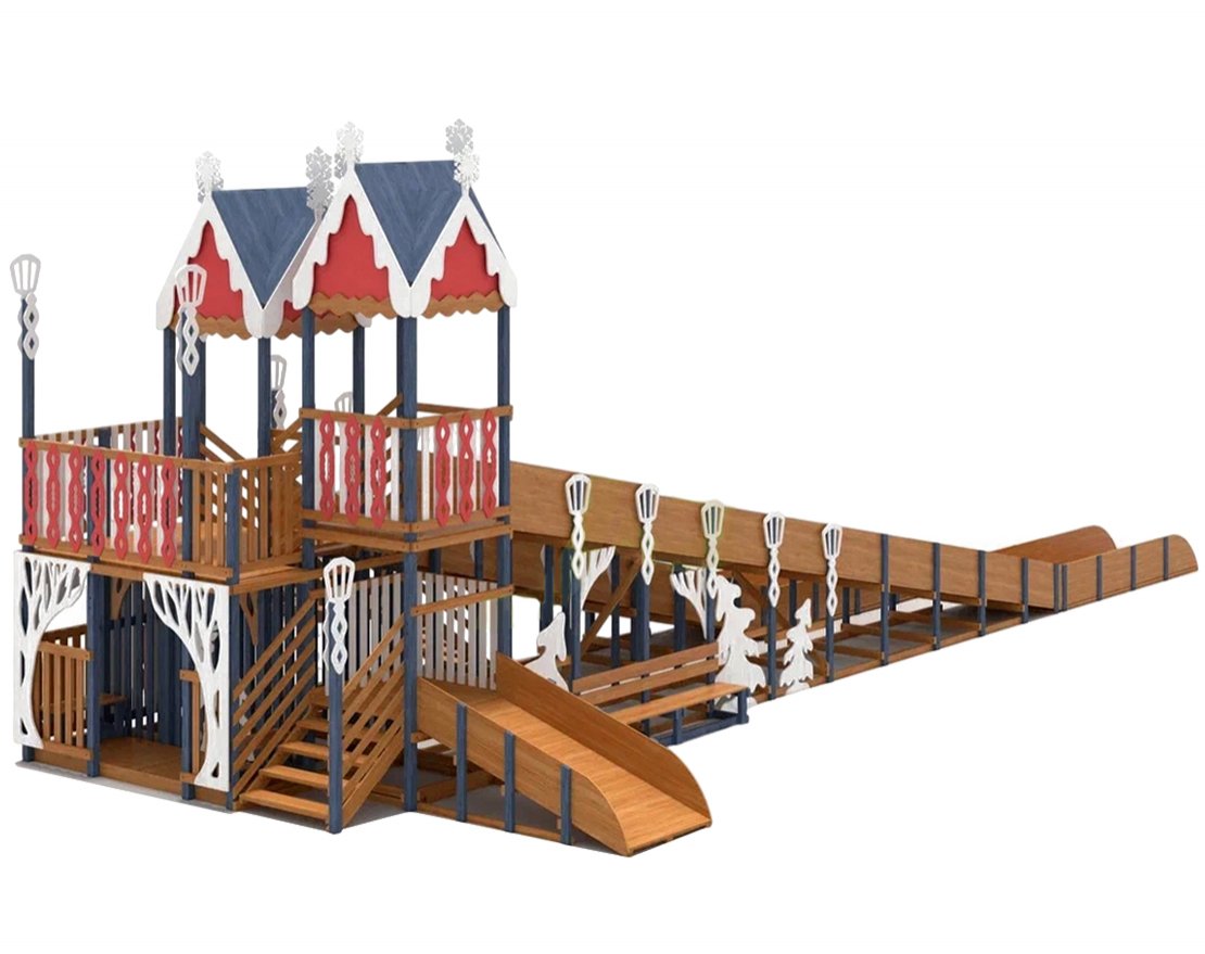 Зимняя деревянная горка Snow Fox 17 с тремя скатами - вид 5