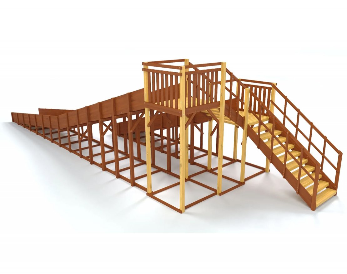 Зимняя деревянная игровая горка TORUDA Север 9 (скат 11,85 м и 6,21 м) - вид 2