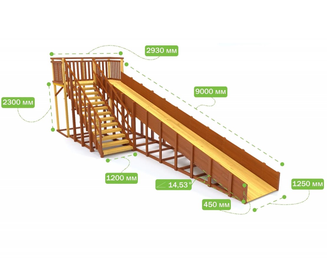 Зимняя деревянная игровая горка TORUDA Север - 8 (скат 9 м) - вид 2