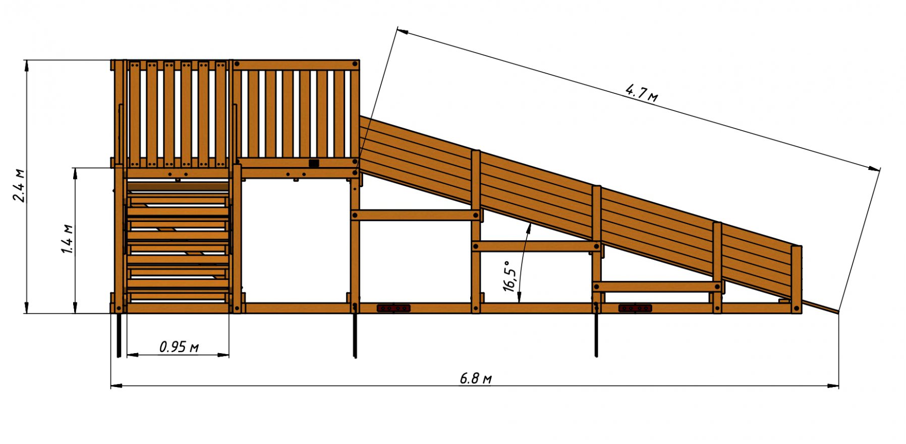 Зимняя горка Олененок 1 скат 4.7 м - вид 2
