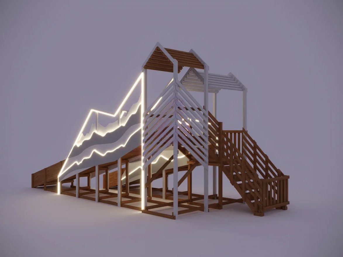 Зимняя горка Snow Fox, скат 8+5 м (мод. 2) - вид 3