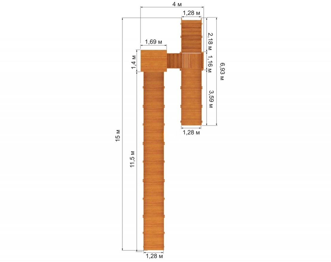 Зимняя горка Snow Fox 12 м с двумя горками (скат 4 м и 12 м) - вид 3