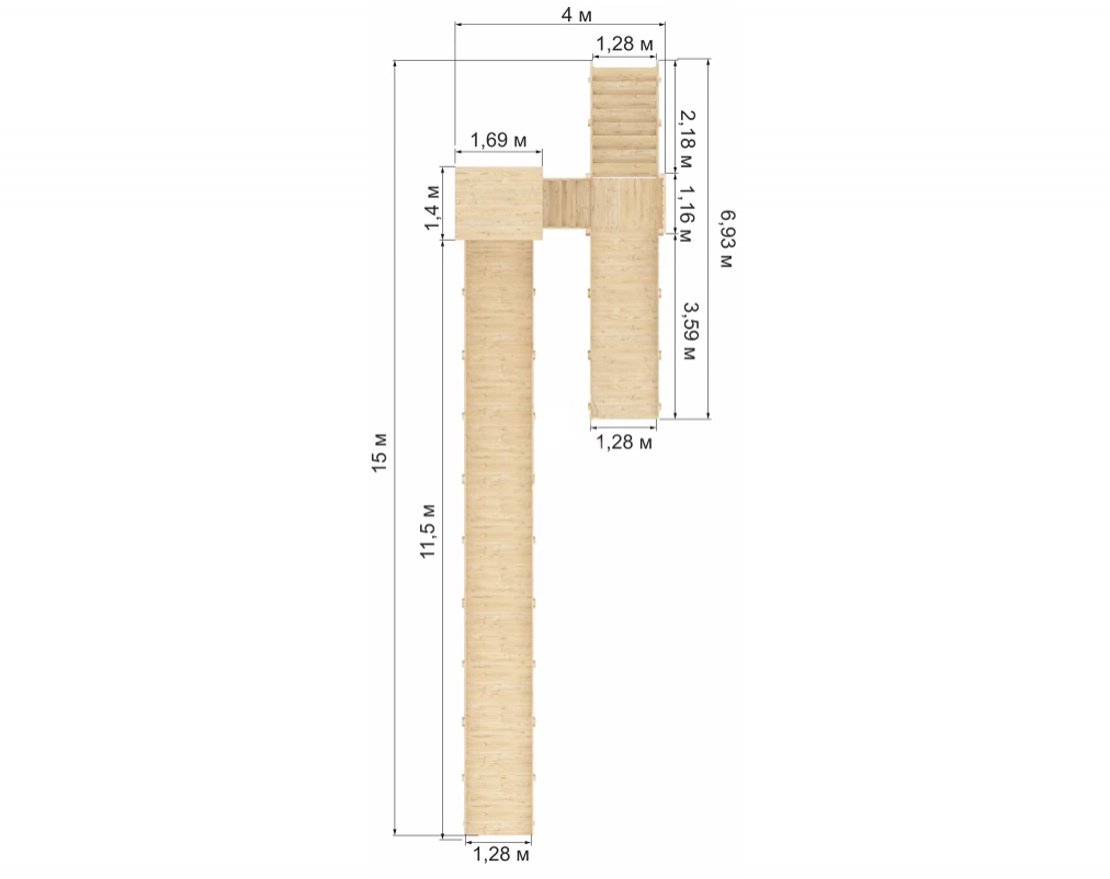 Зимняя горка Snow Fox 12 м с двумя горками (скат 4 м и 12 м), без окраски - вид 3