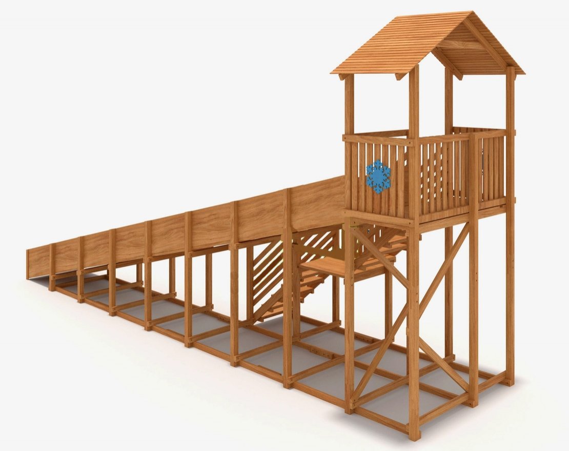 Зимняя горка Snow Fox Домик (скат 10 м) - вид 3