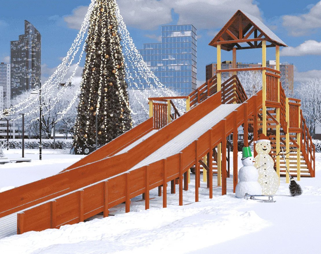 Зимняя горка TORUDA Север - 9/4 (скаты 11,85 м и 6,21 м) - вид 2